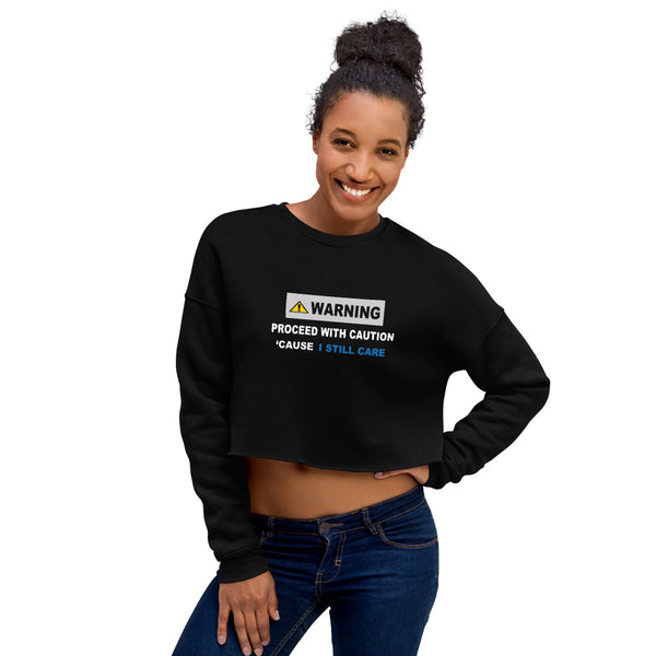 Warning Sign Cropped Sweatshirt